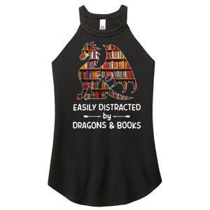 Easily Distracted By Dragons And Books Nerd Dragon Women's Perfect Tri Rocker Tank