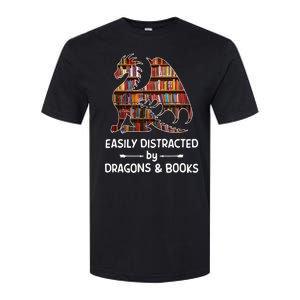 Easily Distracted By Dragons And Books Nerd Dragon Softstyle CVC T-Shirt