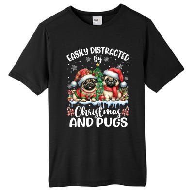 Easily Distracted By Christmas And Pug Dogs Santa Christmas Gift Tall Fusion ChromaSoft Performance T-Shirt