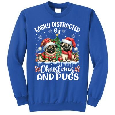 Easily Distracted By Christmas And Pug Dogs Santa Christmas Gift Sweatshirt