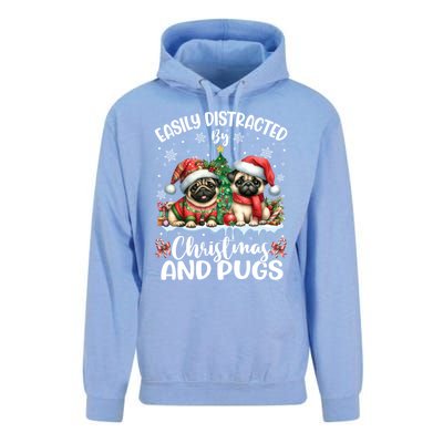 Easily Distracted By Christmas And Pug Dogs Santa Christmas Gift Unisex Surf Hoodie