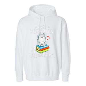 Easily Distracted By Cats And Books Funny Cat & Book Lover Garment-Dyed Fleece Hoodie