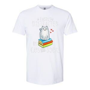 Easily Distracted By Cats And Books Funny Cat & Book Lover Softstyle CVC T-Shirt