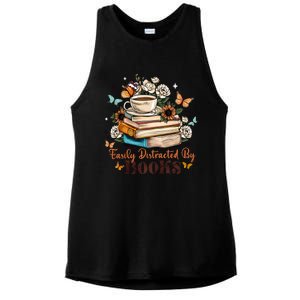 Easily Distracted By Books Bookworm Book Lover Ladies PosiCharge Tri-Blend Wicking Tank