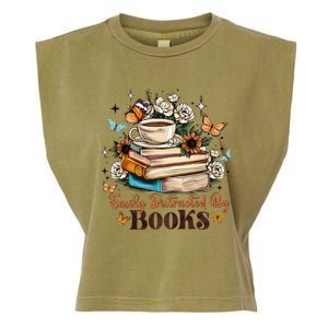 Easily Distracted By Books Bookworm Book Lover Garment-Dyed Women's Muscle Tee