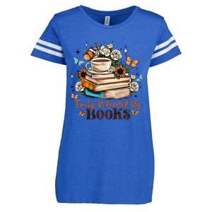 Easily Distracted By Books Bookworm Book Lover Enza Ladies Jersey Football T-Shirt