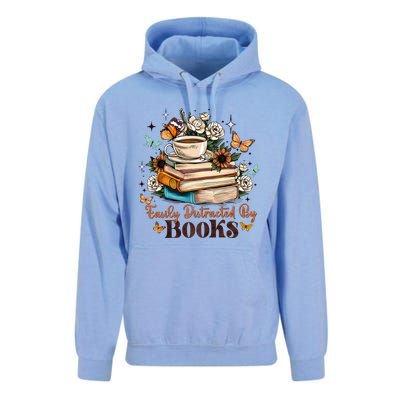 Easily Distracted By Books Bookworm Book Lover Unisex Surf Hoodie