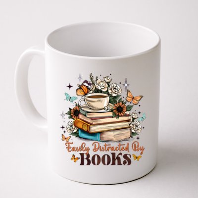 Easily Distracted By Books Bookworm Book Lover Coffee Mug