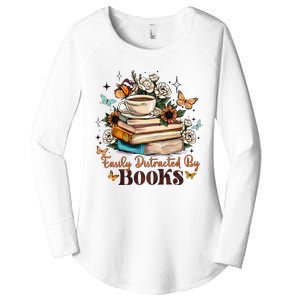 Easily Distracted By Books Bookworm Book Lover Women's Perfect Tri Tunic Long Sleeve Shirt