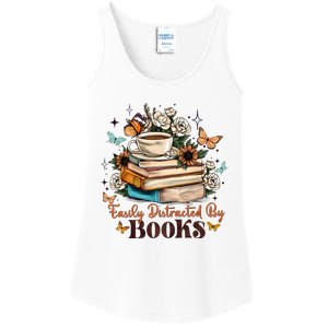 Easily Distracted By Books Bookworm Book Lover Ladies Essential Tank