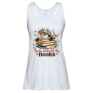 Easily Distracted By Books Bookworm Book Lover Ladies Essential Flowy Tank