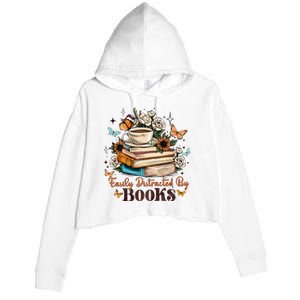 Easily Distracted By Books Bookworm Book Lover Crop Fleece Hoodie