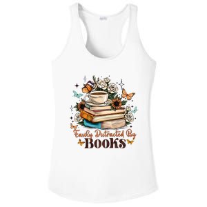 Easily Distracted By Books Bookworm Book Lover Ladies PosiCharge Competitor Racerback Tank