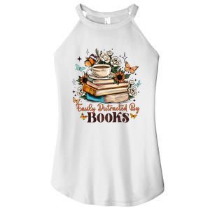 Easily Distracted By Books Bookworm Book Lover Women's Perfect Tri Rocker Tank