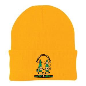 Easily Distracted By Rock And Beer Knit Cap Winter Beanie