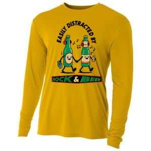 Easily Distracted By Rock And Beer Cooling Performance Long Sleeve Crew