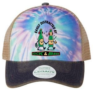 Easily Distracted By Rock And Beer Legacy Tie Dye Trucker Hat