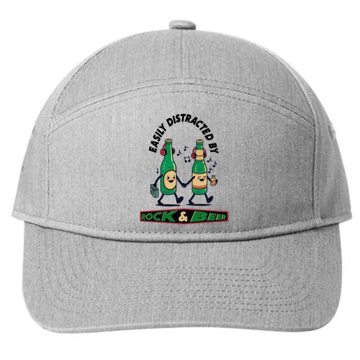 Easily Distracted By Rock And Beer 7-Panel Snapback Hat