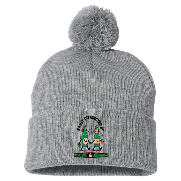 Easily Distracted By Rock And Beer Pom Pom 12in Knit Beanie