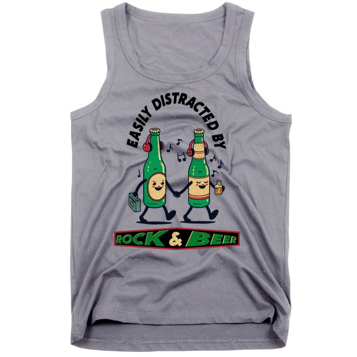 Easily Distracted By Rock And Beer Tank Top