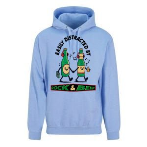 Easily Distracted By Rock And Beer Unisex Surf Hoodie