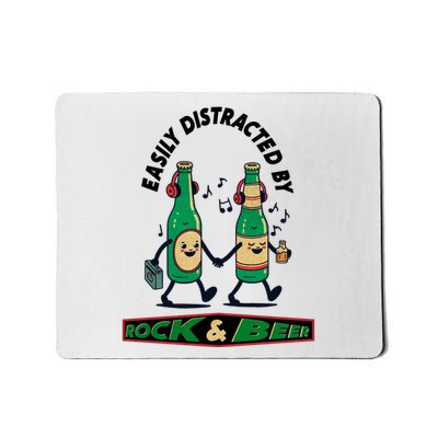 Easily Distracted By Rock And Beer Mousepad