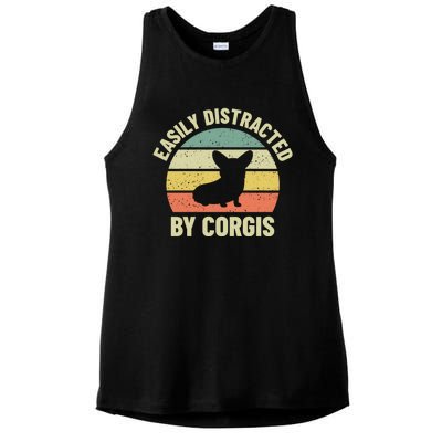 Easily Distracted By Corgis Gift Ladies PosiCharge Tri-Blend Wicking Tank