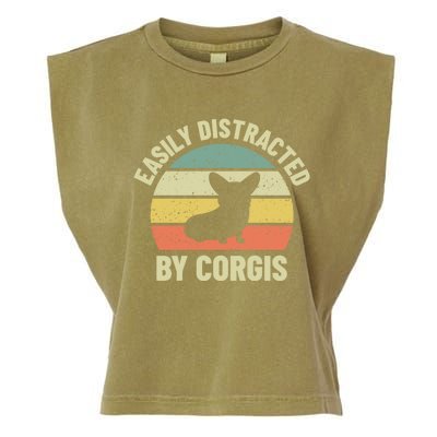 Easily Distracted By Corgis Gift Garment-Dyed Women's Muscle Tee