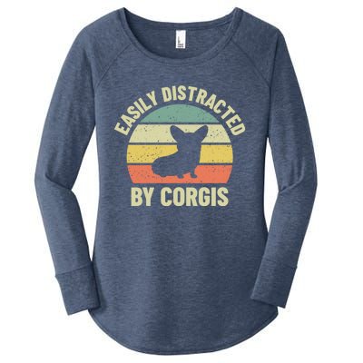 Easily Distracted By Corgis Gift Women's Perfect Tri Tunic Long Sleeve Shirt