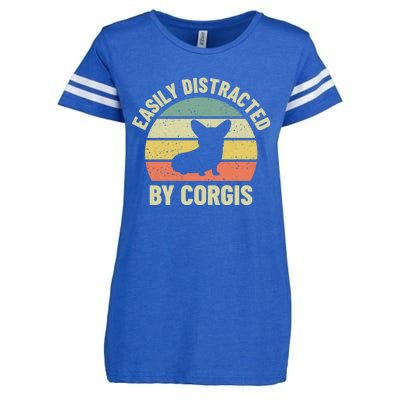 Easily Distracted By Corgis Gift Enza Ladies Jersey Football T-Shirt