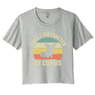 Easily Distracted By Corgis Gift Women's Crop Top Tee