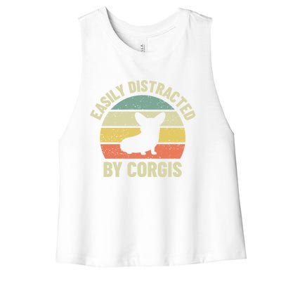 Easily Distracted By Corgis Gift Women's Racerback Cropped Tank