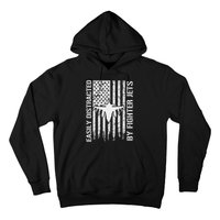 Easily Distracted By Fighter Jets American Flag Patriotic Hoodie