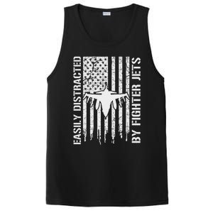 Easily Distracted By Fighter Jets American Flag Patriotic PosiCharge Competitor Tank