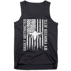 Easily Distracted By Fighter Jets American Flag Patriotic Tank Top