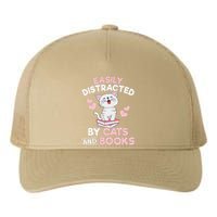 Easily Distracted By Cats And Books Cute Cat Book Lover Yupoong Adult 5-Panel Trucker Hat