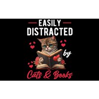 Easily Distracted by Cats and Books Cat & Book Lover Funny Bumper Sticker