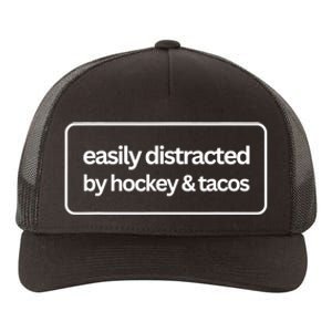 Easily Distracted By Hockey And Tacos Funny Hockey Players Yupoong Adult 5-Panel Trucker Hat