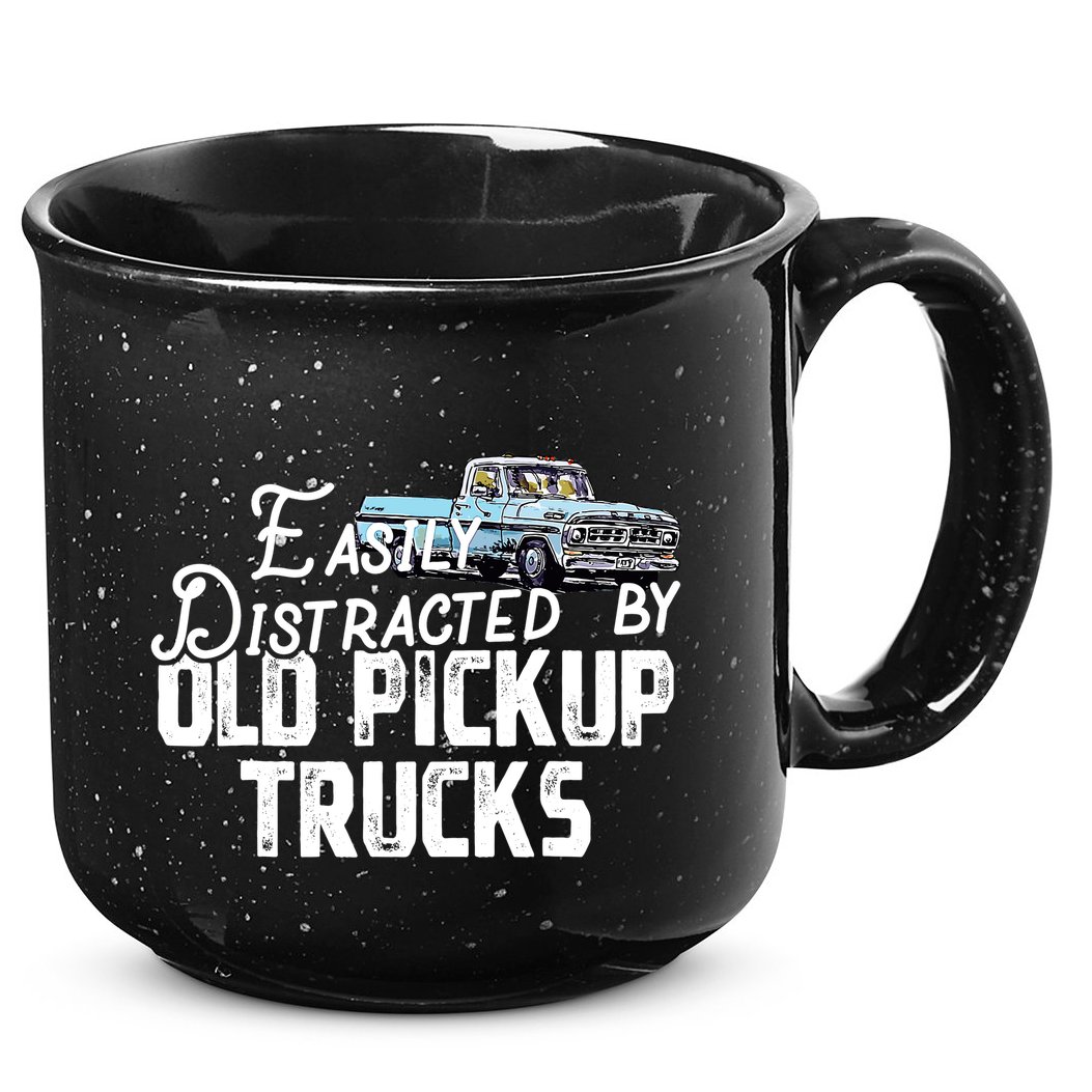 Easily Distracted By Old Pickup Trucks Cute Trucker 15oz Campfire Ceramic Mug
