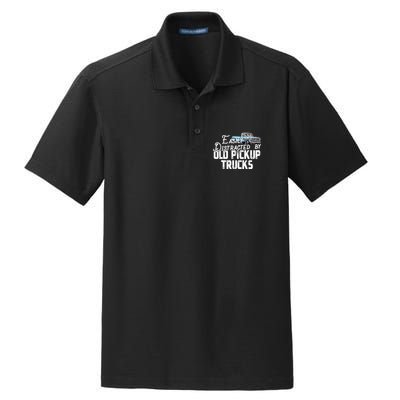 Easily Distracted By Old Pickup Trucks Cute Trucker Dry Zone Grid Polo