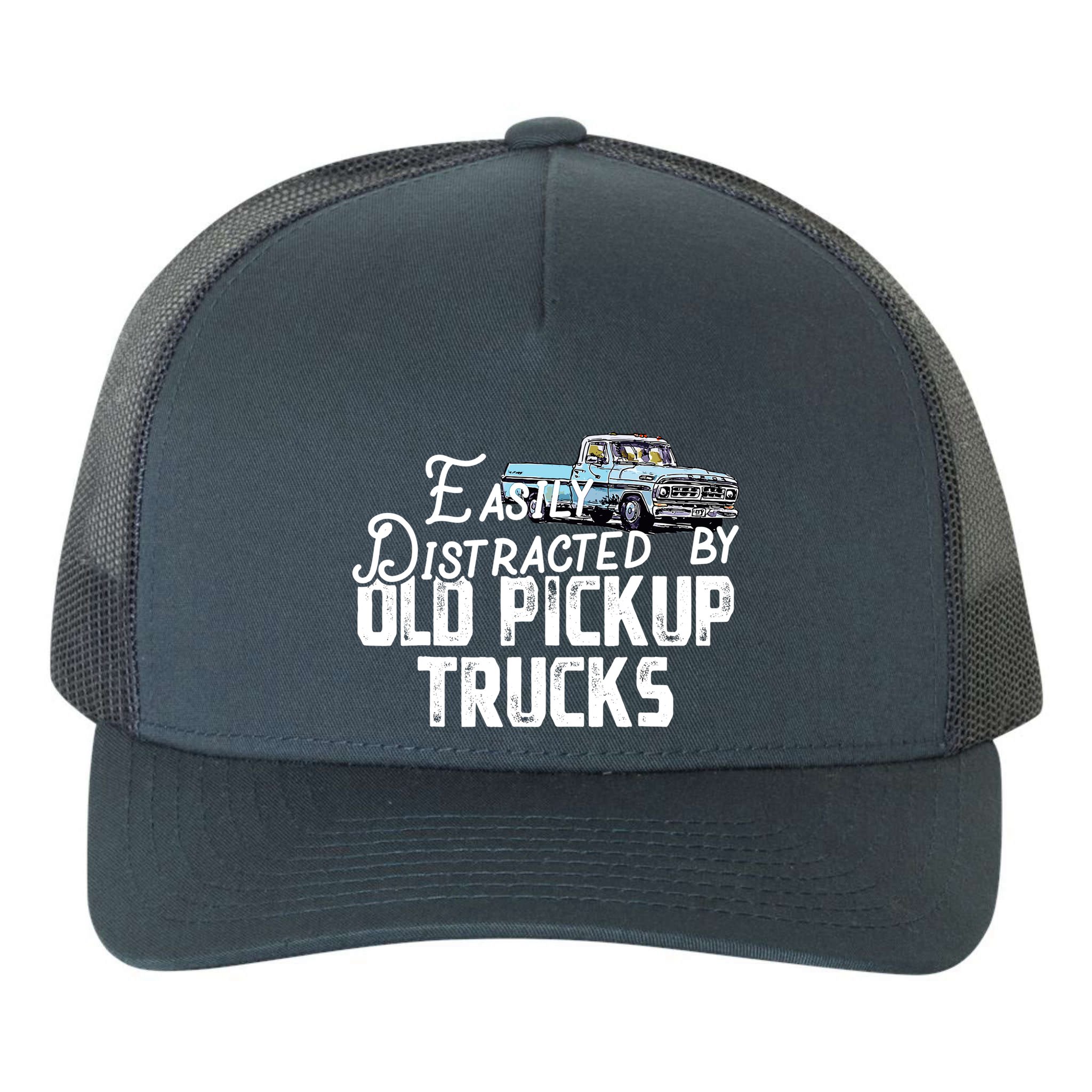Easily Distracted By Old Pickup Trucks Cute Trucker Yupoong Adult 5-Panel Trucker Hat