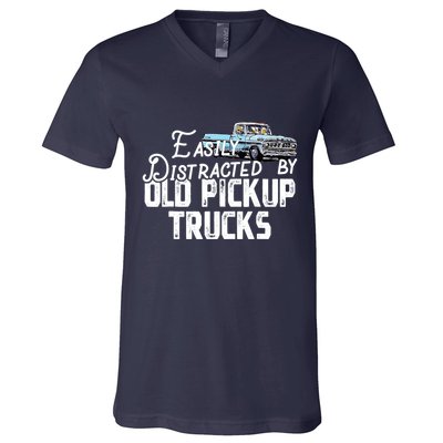 Easily Distracted By Old Pickup Trucks Cute Trucker V-Neck T-Shirt