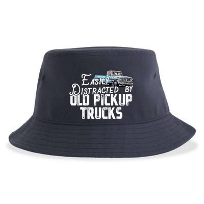 Easily Distracted By Old Pickup Trucks Cute Trucker Sustainable Bucket Hat