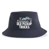 Easily Distracted By Old Pickup Trucks Cute Trucker Sustainable Bucket Hat