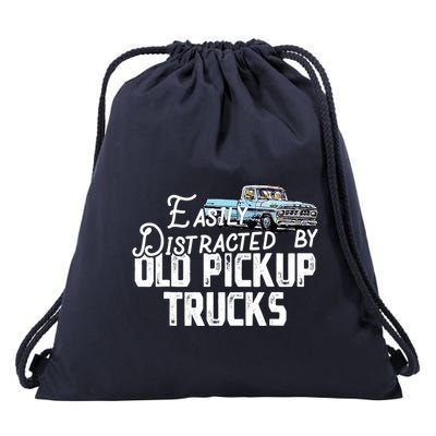 Easily Distracted By Old Pickup Trucks Cute Trucker Drawstring Bag