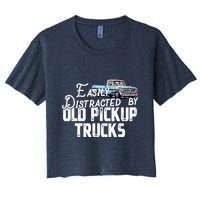 Easily Distracted By Old Pickup Trucks Cute Trucker Women's Crop Top Tee