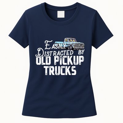 Easily Distracted By Old Pickup Trucks Cute Trucker Womens T-Shirt