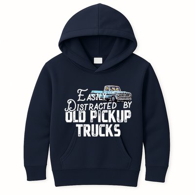Easily Distracted By Old Pickup Trucks Cute Trucker Kids Hoodie