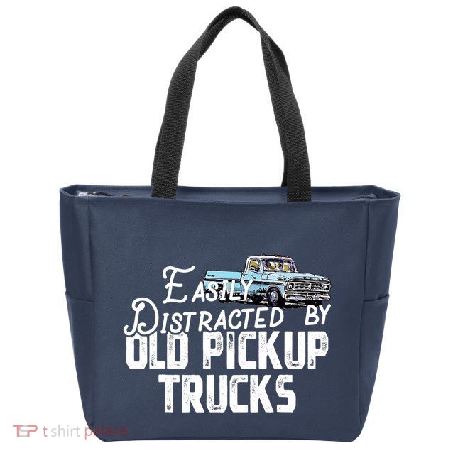 Easily Distracted By Old Pickup Trucks Cute Trucker Zip Tote Bag
