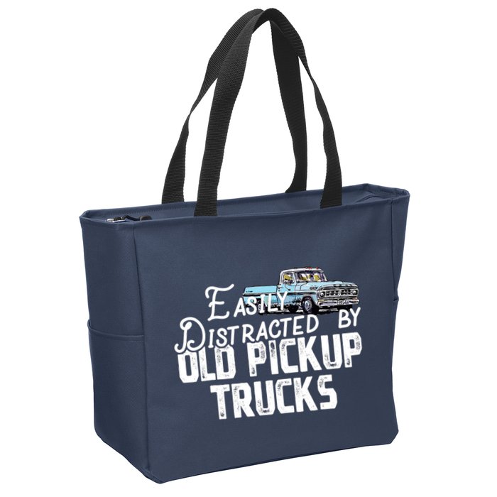 Easily Distracted By Old Pickup Trucks Cute Trucker Zip Tote Bag